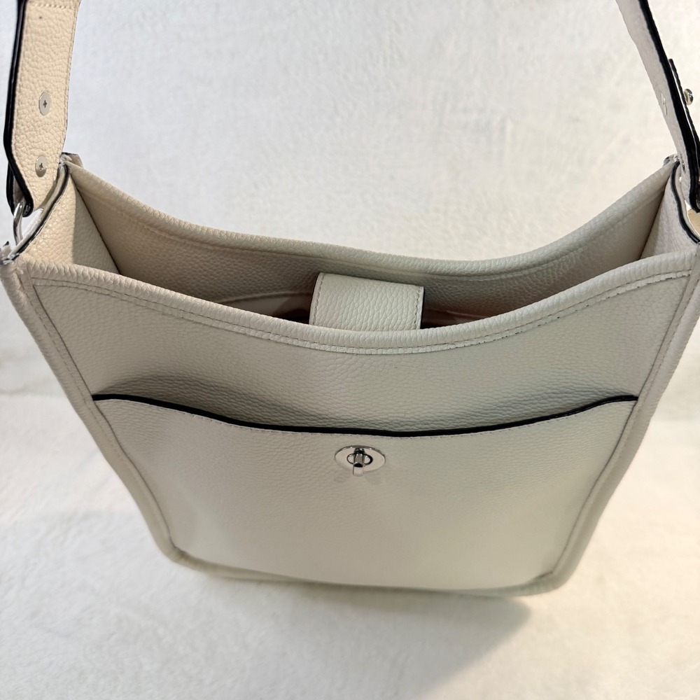 Rae Dunn Crossbody Bag Women Medium White Chevron Guitar Strap Messenger - Picture 10 of 11